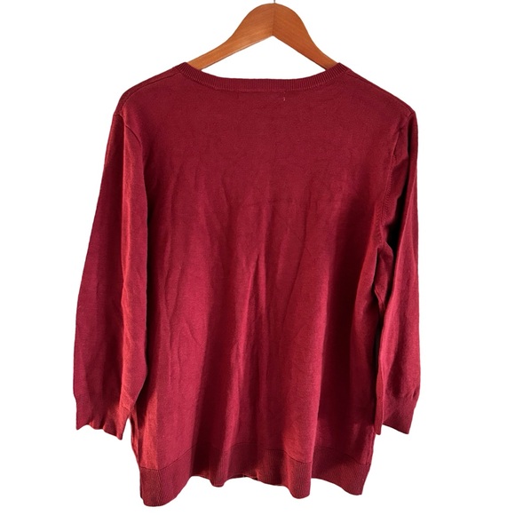 NWT Emaline Red Button Down Cardigan Round Neck Sweater Size 1X - Picture 2 of 9